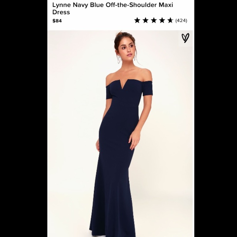 *NWT* Lulus’s Navy Off the Shoulder Maxi Dress